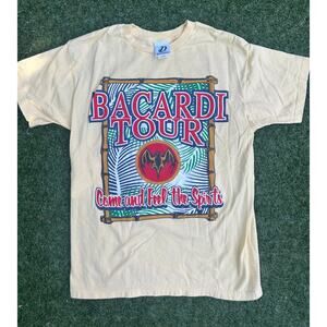 Vintage Bacardi Rum Tour T-Shirt 90s “Come and Feel the Spirits” Size L